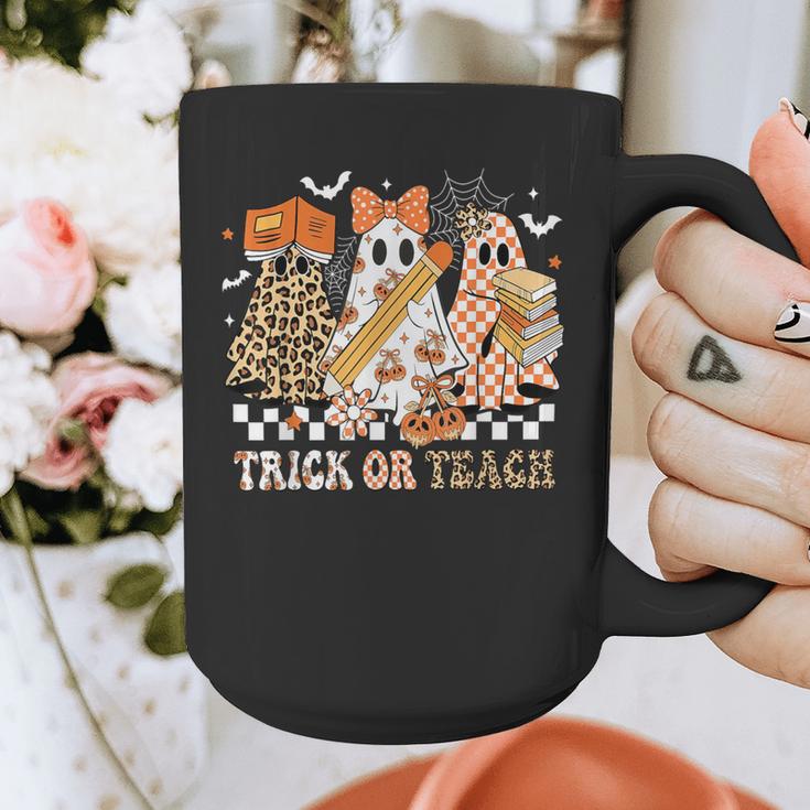 Trick Or Teach Groovy Teacher Halloween Floral Ghost Graphic Print Coffee Mug, Groovy Teacher Gifts, funny design Trick Or Teach Groovy Teacher Halloween Floral Ghost Graphic Print Coffee Mug, Groovy Teacher Gifts, funny design
