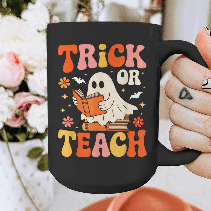 Trick Or Teach Halloween Shirt For Teacher Kids Floral Ghost Graphic Print Coffee Mug, funny design