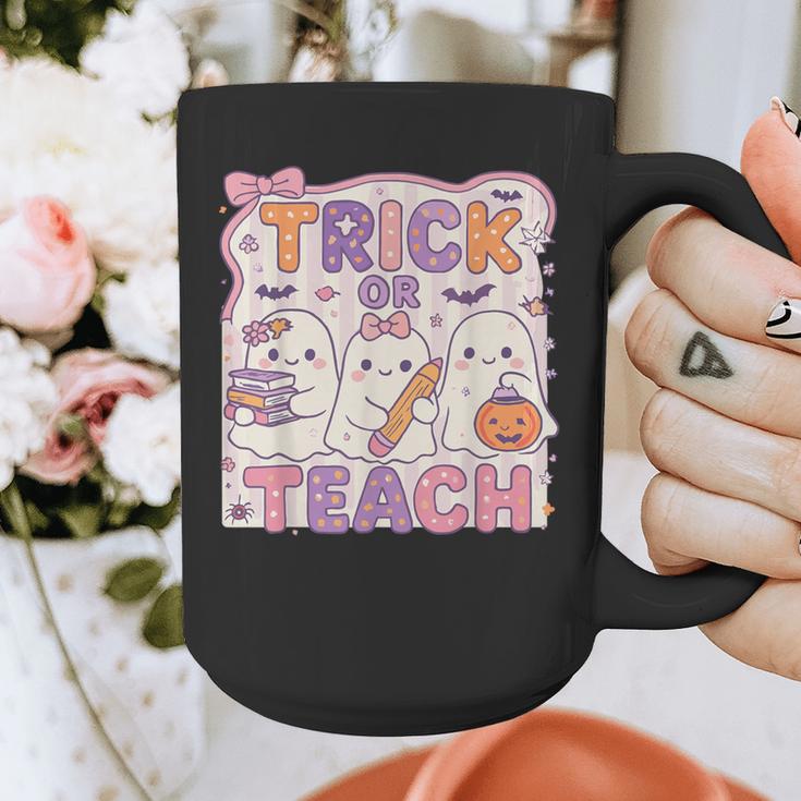 Trick Or Teach Retro Halloween Teacher Look Graphic Print Coffee Mug, funny design Trick Or Teach Retro Halloween Teacher Look Graphic Print Coffee Mug, funny design