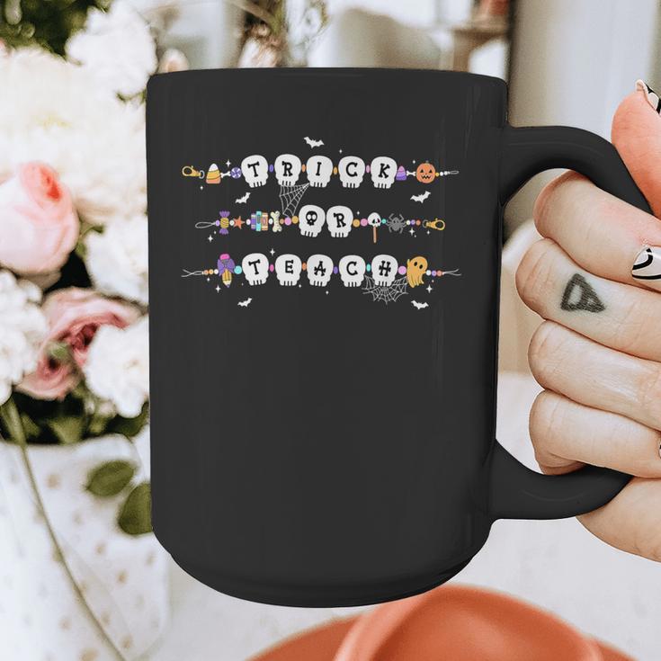 Trick Or Teach Spooky Teacher Happy Halloween Bracelet Graphic Print Coffee Mug, funny design