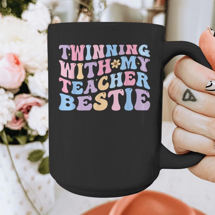 Twinning With My Teacher Bestie Teaching Partner Graphic Print Coffee Mug, funny design