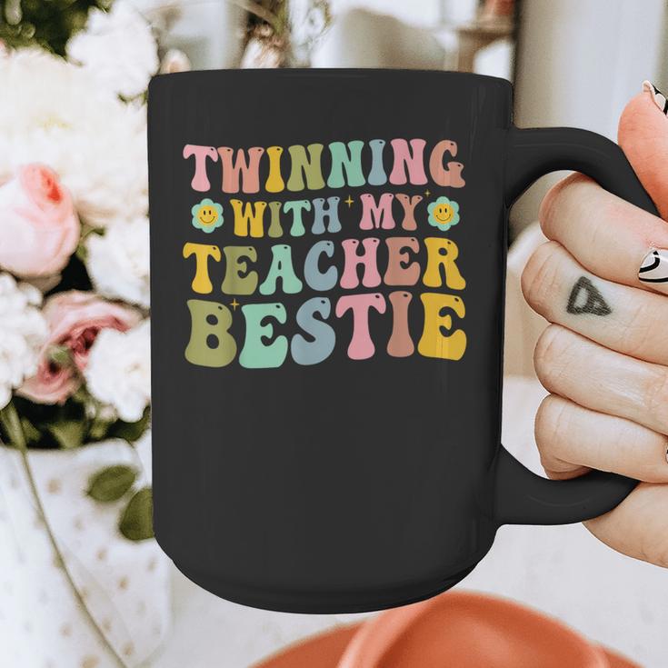 Twinning With My Teacher Bestie Twin Day Matching Teachers For Men Women Girls Kids Graphic Print Coffee Mug, funny design