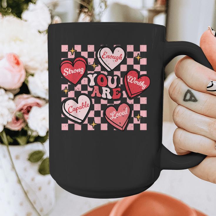 Valentine You Are Loved Worthy Enough Candy Heart Teacher For Men Women Girls Kids Graphic Print Coffee Mug, funny design