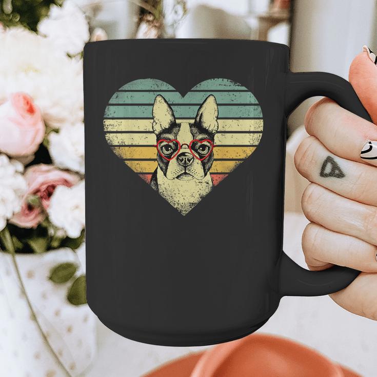 Vintage American Boston Terrier Lovers Valentine's Day Graphic Print Coffee Mug, American Boston Terrier Gifts, funny design