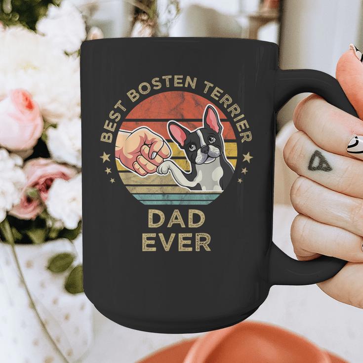 Vintage Best Boston Terrier Dad Ever Dog Father Father's Day Men Girls Kids Graphic Print Coffee Mug, Couple Gifts, Boston Terrier Dad Gifts, funny design