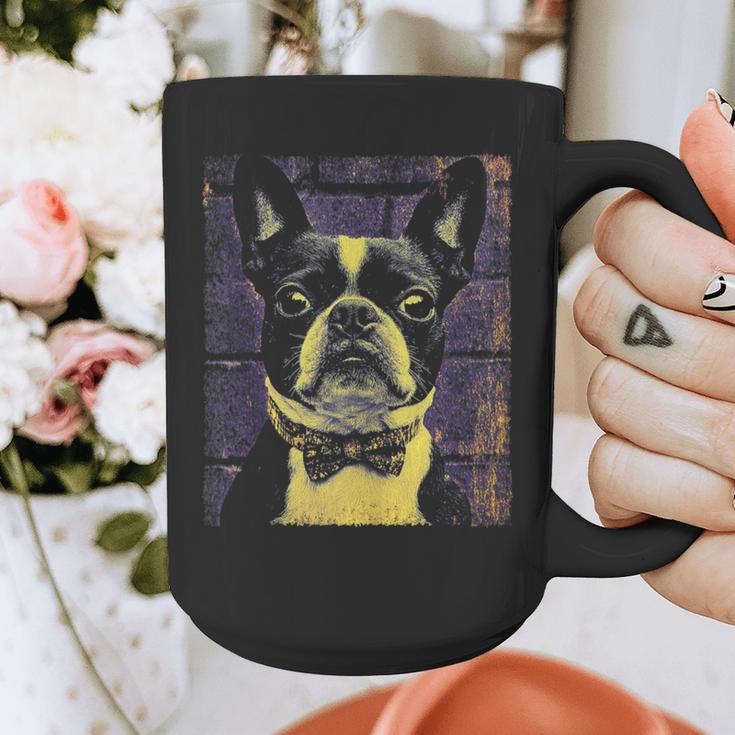 Vintage Boston Terrier Dog Graphic Print Coffee Mug, funny design