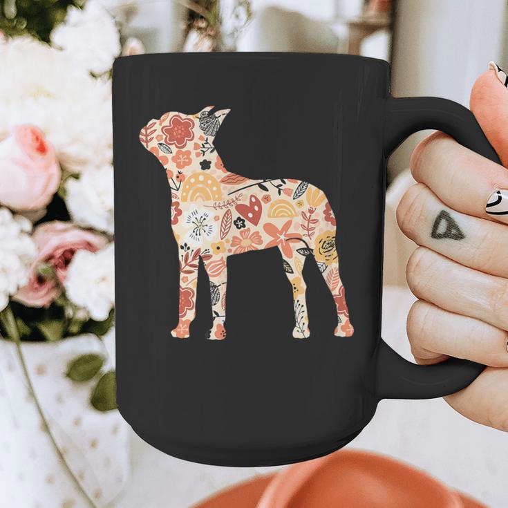 Vintage Floral Boston Terrier For Dog Lover Graphic Print Coffee Mug, funny design