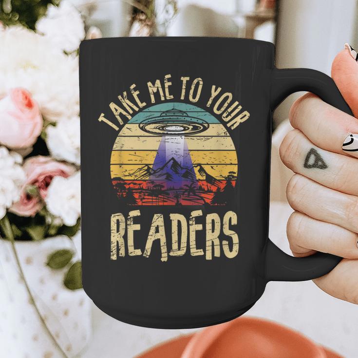 Vintage Take Me To Your Readers English Teacher Alien Space Men Women Graphic Print Coffee Mug, English Teacher Gifts, funny design