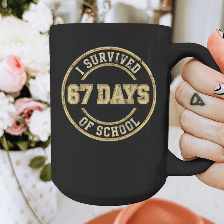 Vintage I Survived 67 Days Of School Teachers Students Graphic Print Coffee Mug, funny design Vintage I Survived 67 Days Of School Teachers Students Graphic Print Coffee Mug, funny design