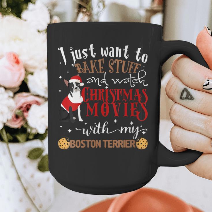 Watch Christmas Movies With My Boston Terrier Bostie Graphic Print Coffee Mug, Boston Terrier Christmas Gifts, funny design