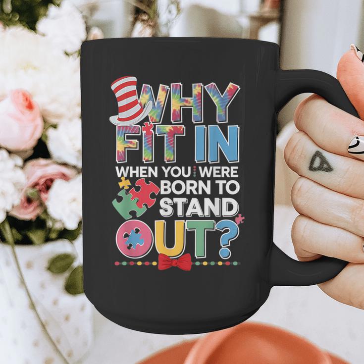 Why Fit In Doctor Teacher Cat In Hat Cool Autism Awareness Men Women Kids Graphic Print Coffee Mug, funny design