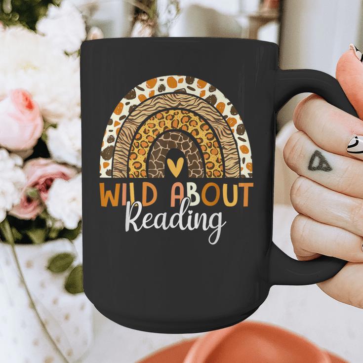 Wild About Reading Teacher Back To School Leopard Rainbow Graphic Print Coffee Mug, funny design Wild About Reading Teacher Back To School Leopard Rainbow Graphic Print Coffee Mug, funny design