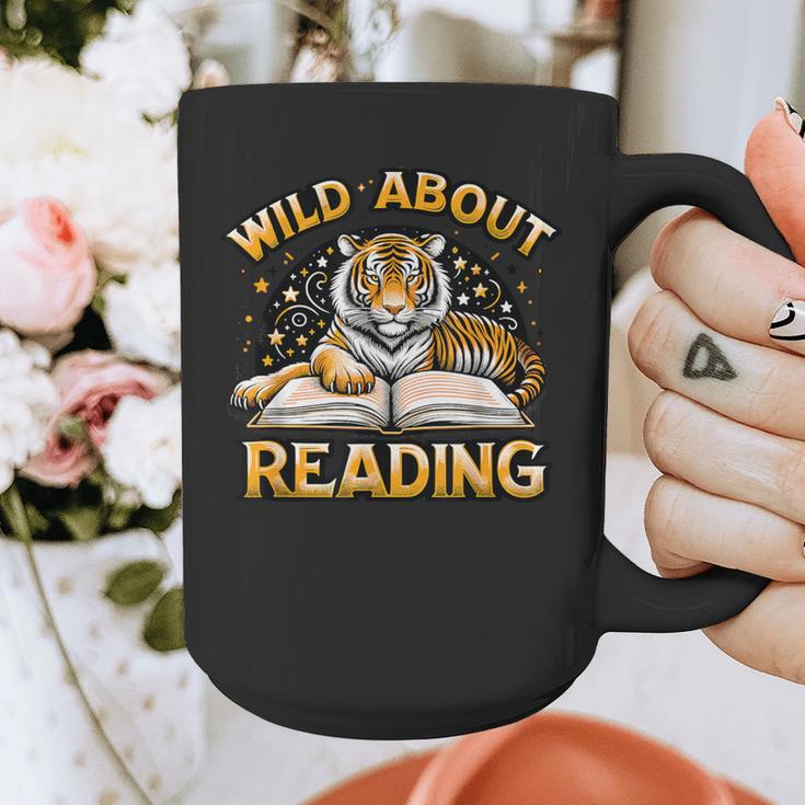 Wild About Reading Tiger For Teachers & Students Graphic Print Coffee Mug, funny design Wild About Reading Tiger For Teachers & Students Graphic Print Coffee Mug, funny design