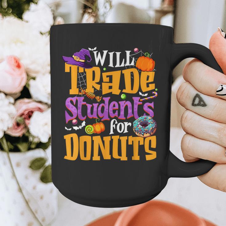 Will Trade Students For Donuts Halloween Teacher Graphic Print Coffee Mug, funny design