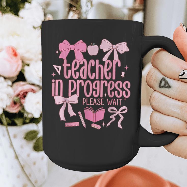 Women Teacher In Progress Coquette Pink Bow Future Teacher Graphic Print Coffee Mug, Future Teacher Gifts, funny design