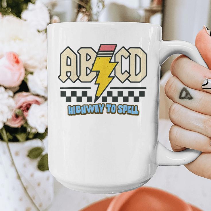 ABCD Highway To Spell Pencil Teacher & Student Font Me Graphic Print Coffee Mug, funny design ABCD Highway To Spell Pencil Teacher & Student Font Me Graphic Print Coffee Mug, funny design