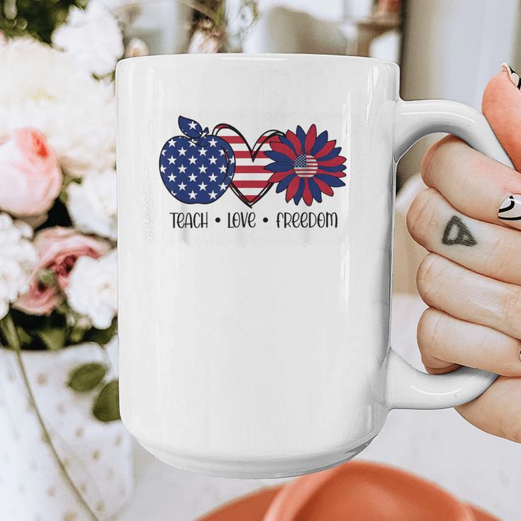 American Flag Teach Love Freedom Preschool Teacher 4th July Graphic Print Coffee Mug, funny design American Flag Teach Love Freedom Preschool Teacher 4th July Graphic Print Coffee Mug, funny design