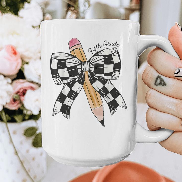 Back To School Hello Fifth Grade Teacher Coquette Pencil Bow Graphic Print Coffee Mug, funny design Back To School Hello Fifth Grade Teacher Coquette Pencil Bow Graphic Print Coffee Mug, funny design