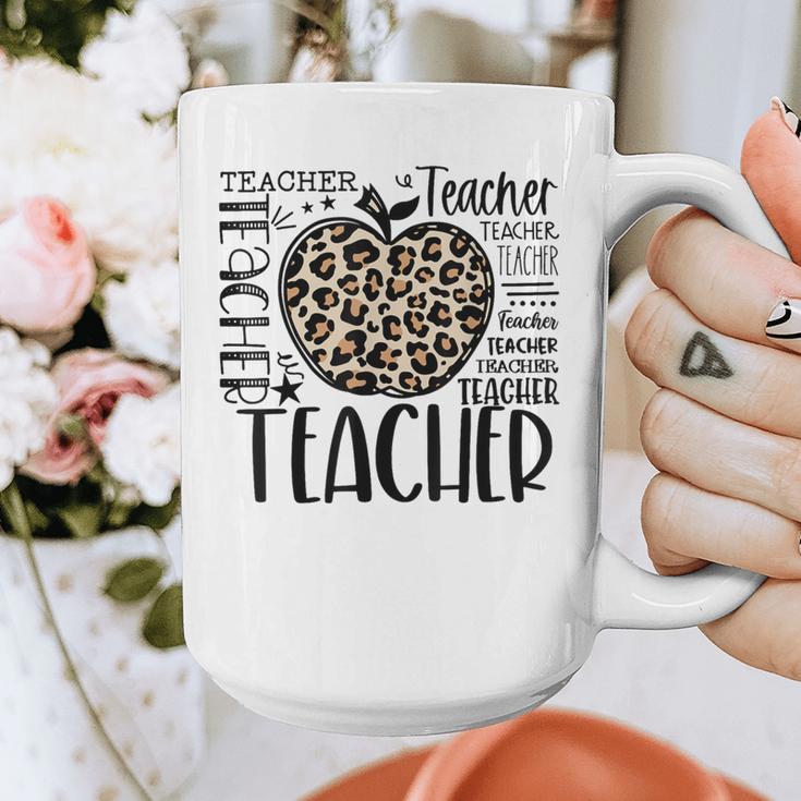Back To School Teacher Life Apple Leopard Teacher Women Graphic Print Coffee Mug, funny design