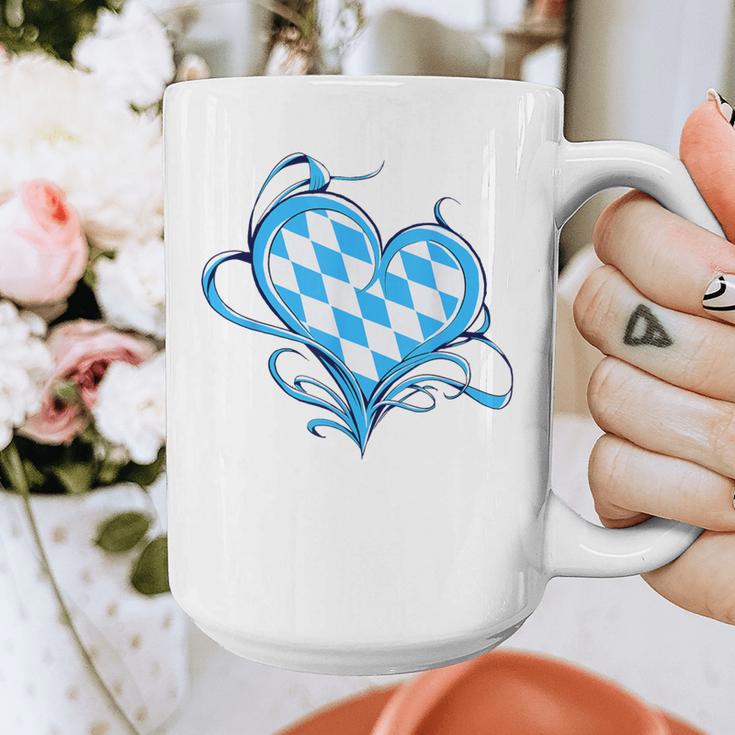 Bavarian Flag As Heart Blue Diamond Bavaria Graphic Print Coffee Mug, funny design