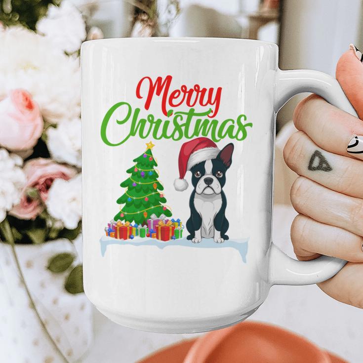 Boston Terrier Christmas Tree Lights Xmas Dog Lover Graphic Print Coffee Mug, Boston Terrier Christmas Gifts, funny design