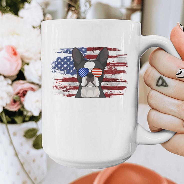 Boston Terrier Dad American Flag 4th Of July Dog Fathers Day Graphic Print Coffee Mug, Couple Gifts, Boston Terrier Dad Gifts, American Boston Terrier Gifts, Boston Terrier 4th Of July Gifts, funny design