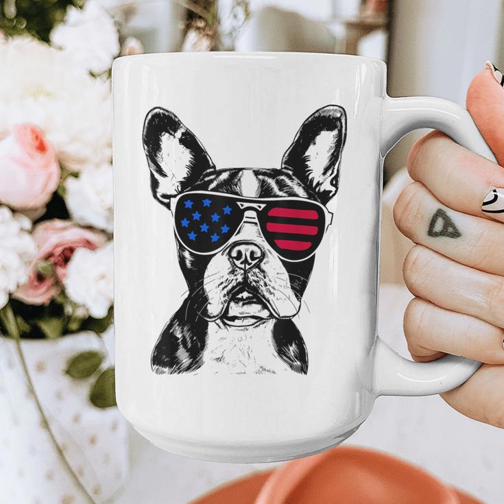 Boston Terrier Dog 4th July America USA Flag Men Women Kids Graphic Print Coffee Mug, Boston Terrier 4th Of July Gifts, funny design