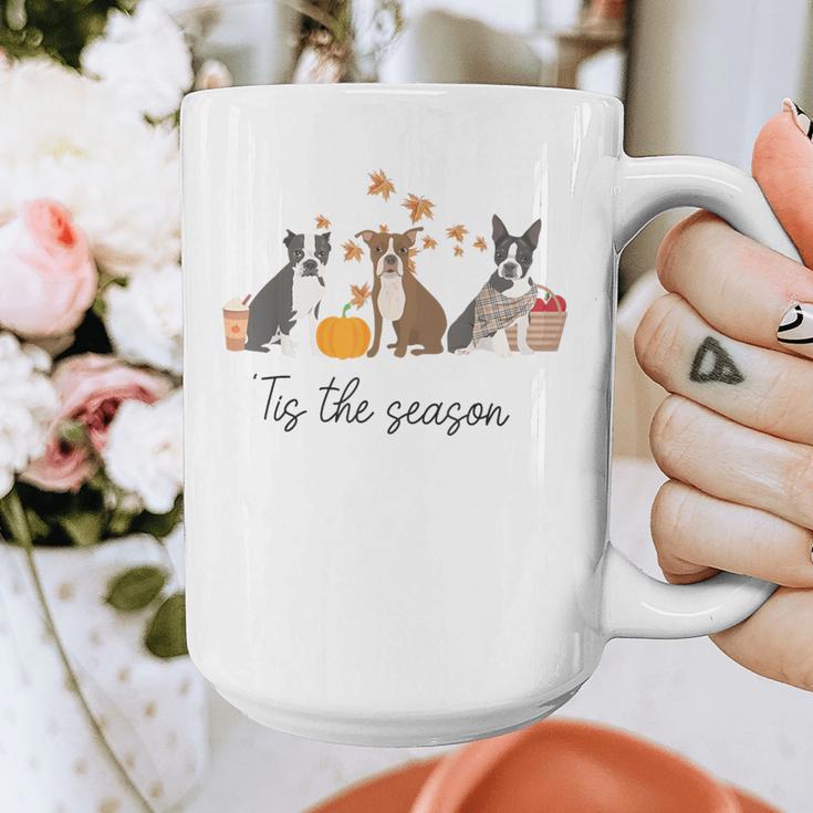 Boston Terrier Fall Pumpkin Tis The Season Autumn Women Graphic Print Coffee Mug, funny design