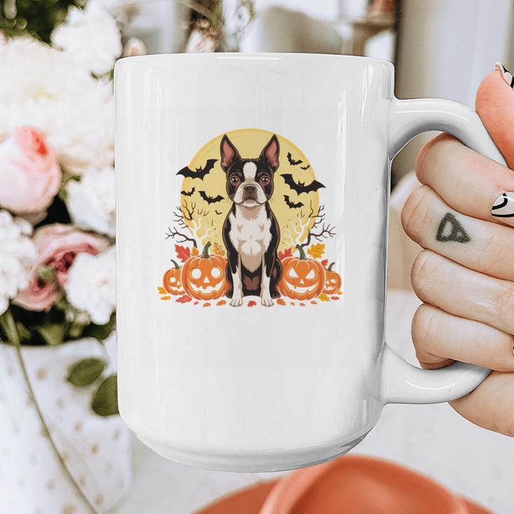 Boston Terrier Halloween Dog Lover Pumpkin Costume Graphic Print Coffee Mug, Boston Terrier Halloween Gifts, funny design