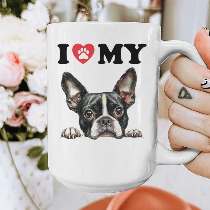 Boston Terrier I Heart My Dog Dog Lover Graphic Print Coffee Mug, funny design