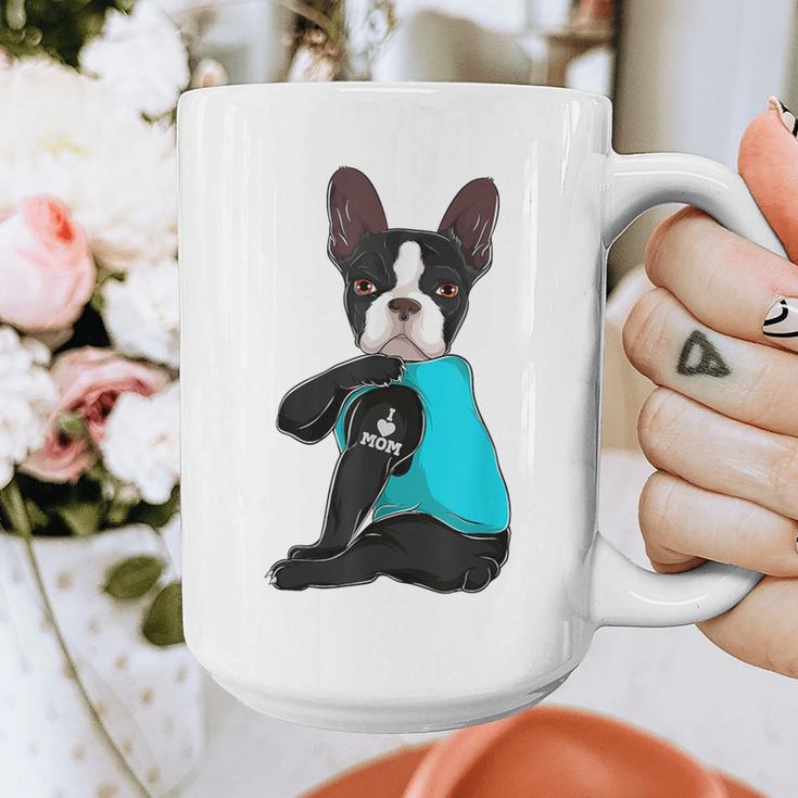 Boston Terrier I Love Mom Apparel Graphic Print Coffee Mug, Couple Gifts, Mom Gifts, Boston Terrier Mom Gifts, funny design
