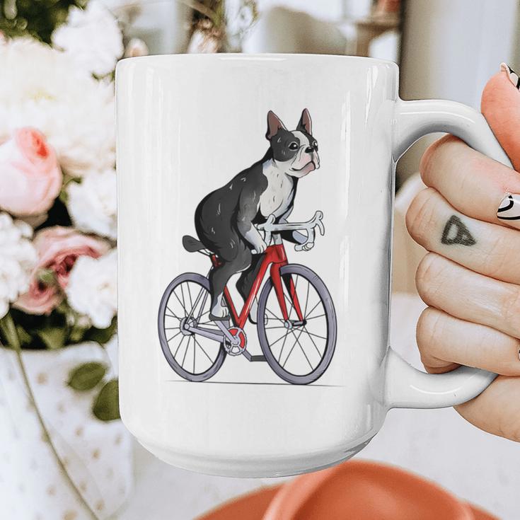 Boston Terrier Riding Bicycle Cute Bostie Biker Raglan Baseball Tee Graphic Print Coffee Mug, Boston Terrier Riding Gifts, funny design