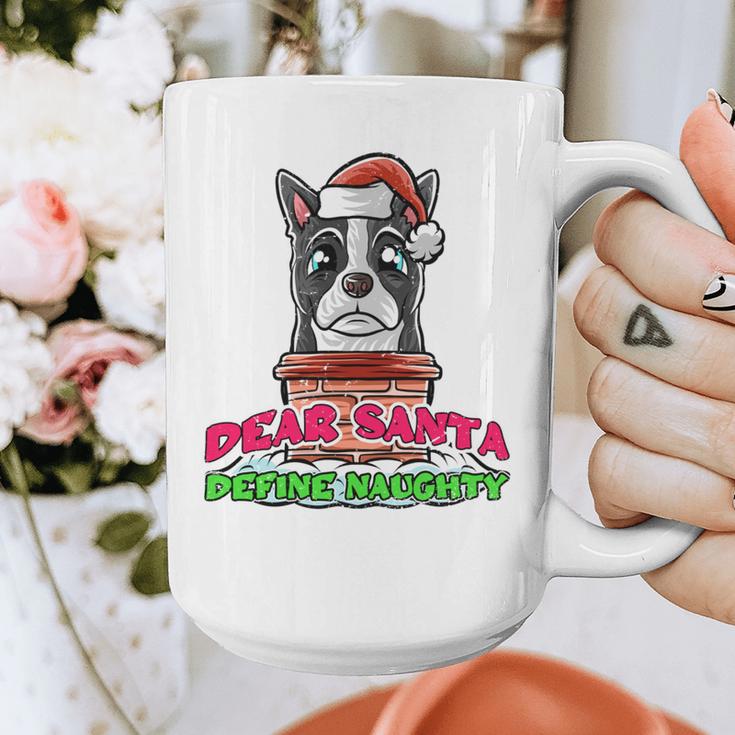 Boston Terrier Santa Claus Christmas Dog Graphic Print Coffee Mug, Boston Terrier Christmas Gifts, funny design