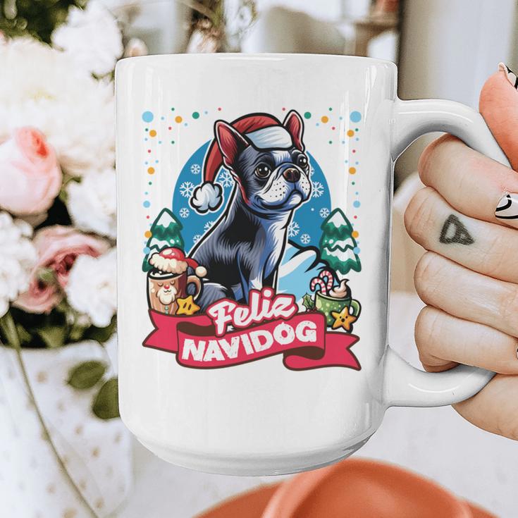 Boston Terrier Santa Claus Coffee Mug Merry Christmas Dogs Graphic Print Coffee Mug, Boston Terrier Christmas Gifts, funny design