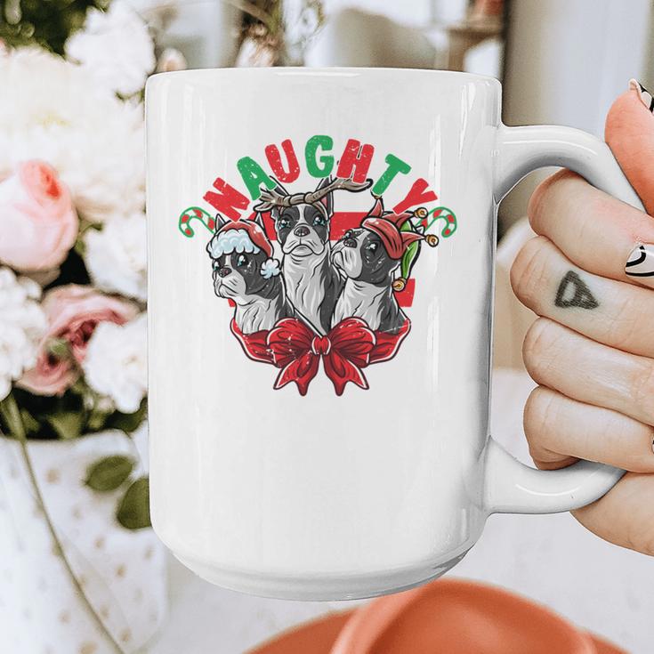 Boston Terrier Santa Claus Elf Reindeer Christmas Dog X-Mas Graphic Print Coffee Mug, Boston Terrier Christmas Gifts, funny design