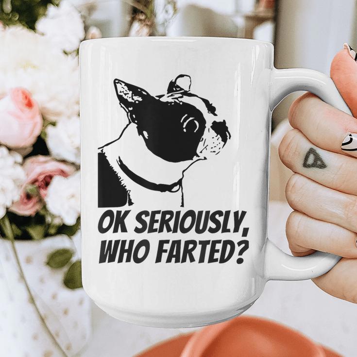 Boston Terrier Shirt Ok Seriously Who Farted Graphic Print Coffee Mug, funny design