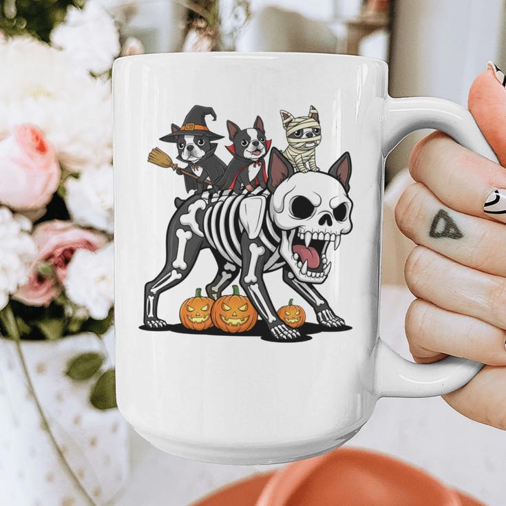 Boston Terrier Skeleton Mummy Witch Halloween Graphic Print Coffee Mug, Boston Terrier Halloween Gifts, funny design