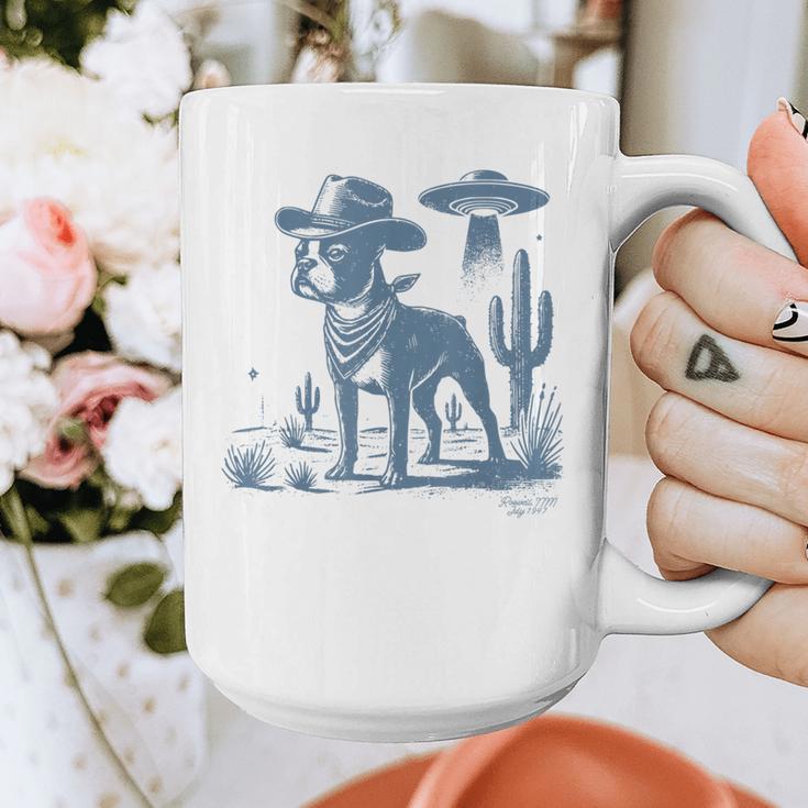Boston Terrier UFO Cowboy Dog Dog Mom Dog Dad Alien Dog Graphic Print Coffee Mug, Couple Gifts, Mom Gifts, Boston Terrier Dad Gifts, Boston Terrier Mom Gifts, funny design