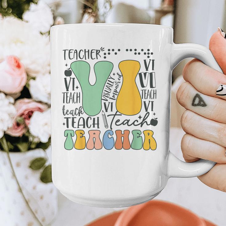 Braille Teacher Of The Visually Impaired Groovy VI Teacher Graphic Print Coffee Mug, Groovy Teacher Gifts, funny design Braille Teacher Of The Visually Impaired Groovy VI Teacher Graphic Print Coffee Mug, Groovy Teacher Gifts, funny design