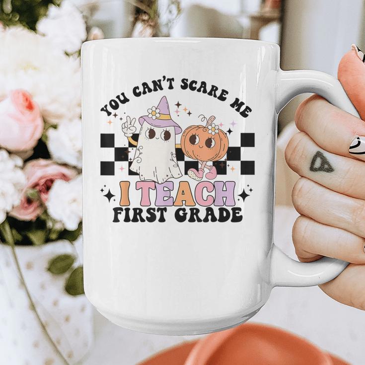 You Cant Scare Me I Teach First Grade Teacher Halloween Graphic Print Coffee Mug, First Grade Teacher Gifts, funny design