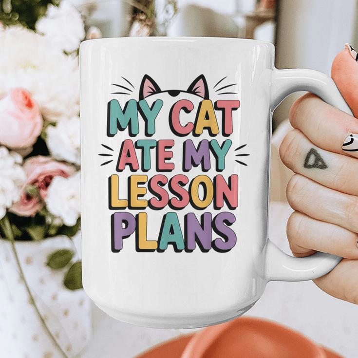 My Cat Ate My Lesson Plans Teacher Cat Humor Graphic Print Coffee Mug, funny design My Cat Ate My Lesson Plans Teacher Cat Humor Graphic Print Coffee Mug, funny design