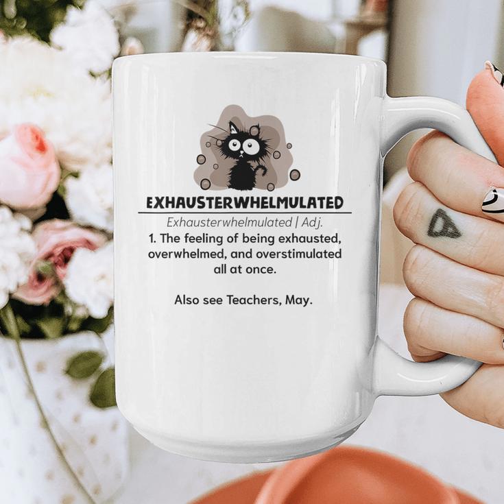Cat Exhausted Teacher Exhausterwhelmulated Definition Graphic Print Coffee Mug, funny design Cat Exhausted Teacher Exhausterwhelmulated Definition Graphic Print Coffee Mug, funny design