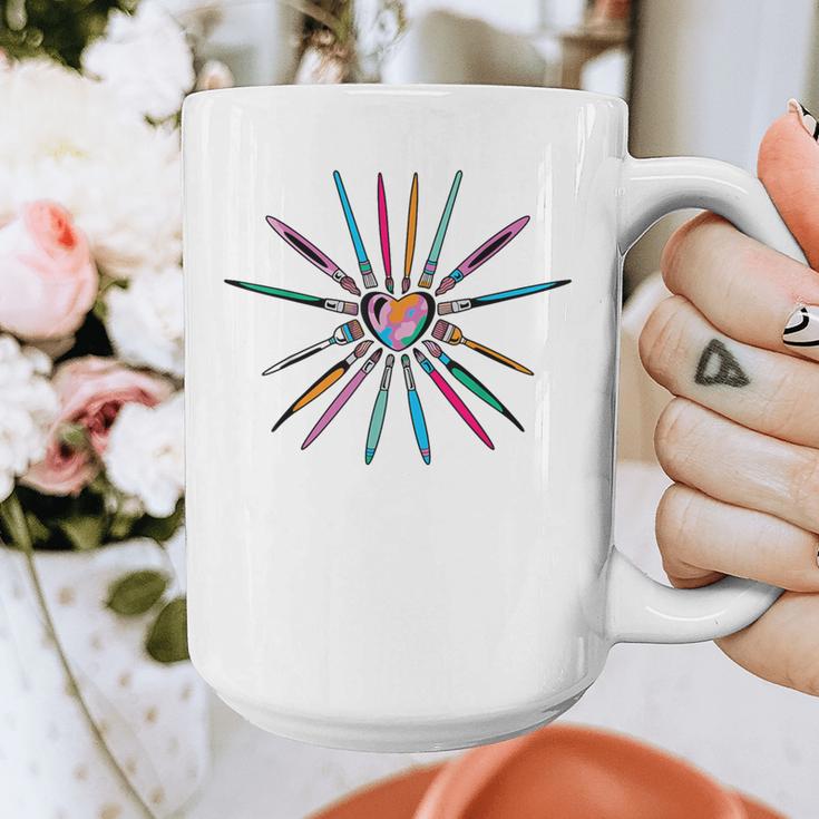 Cool Brush Heart Shape Art Teacher Paint For Artist Painter Graphic Print Coffee Mug, funny design Cool Brush Heart Shape Art Teacher Paint For Artist Painter Graphic Print Coffee Mug, funny design