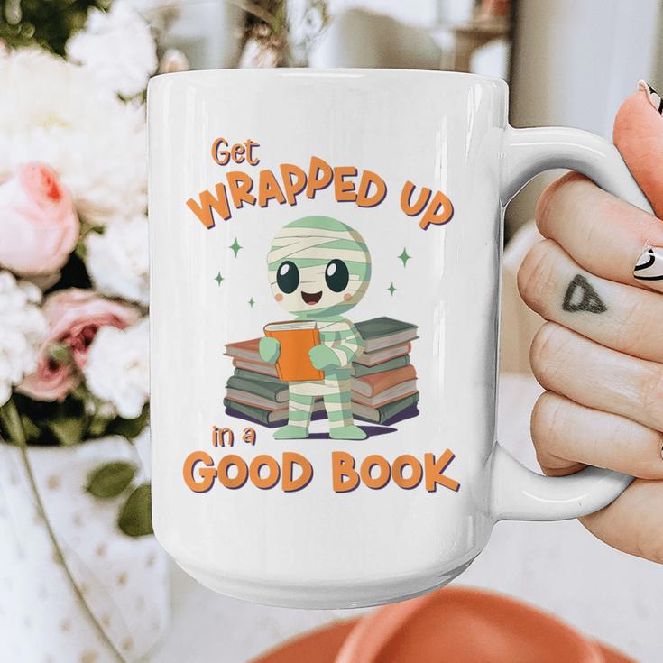 Cute Halloween Teacher Librarian Mummy Reading Books Graphic Print Coffee Mug, funny design