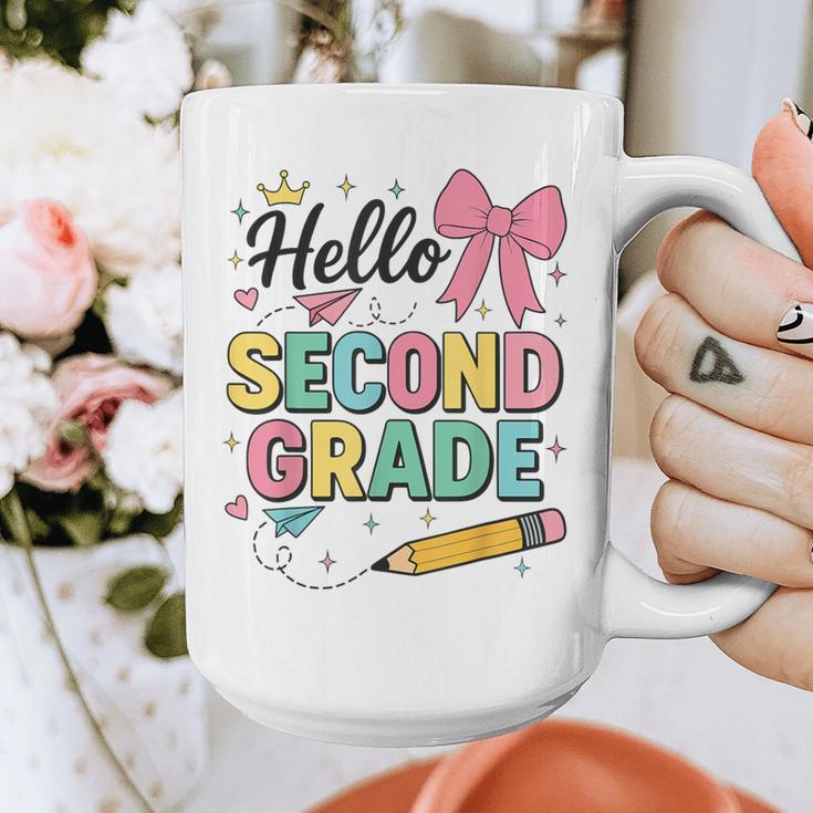 Cute Hello Second Grade Back To School Coquette Teacher Girl Graphic Print Coffee Mug, funny design