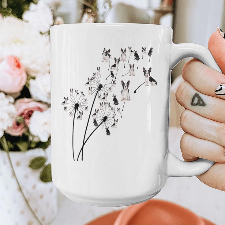 Dandelion Boston Terrier Flower Floral Bostie Tree Graphic Print Coffee Mug, funny design