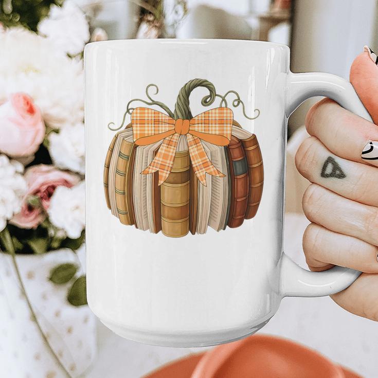 Fall Book Pumpkin Halloween Teacher Librarian Thanksgiving Graphic Print Coffee Mug, funny design