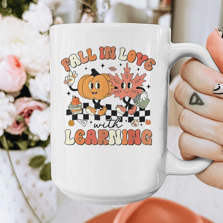 Fall In Love With Learning Teacher Retro Thanksgiving Graphic Print Coffee Mug, funny design