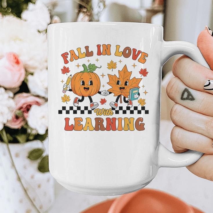 Fall In Love With Learning Teacher Student Autumn Pumpkin Graphic Print Coffee Mug, funny design