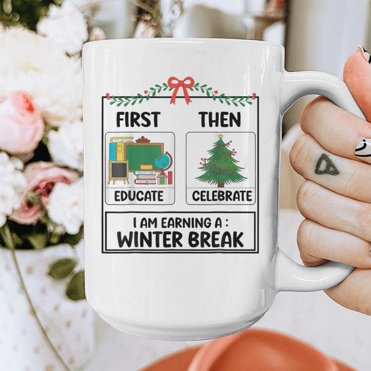 First Educate Then Celebrate Christmas Teacher Winter Break Graphic Print Coffee Mug, funny design First Educate Then Celebrate Christmas Teacher Winter Break Graphic Print Coffee Mug, funny design